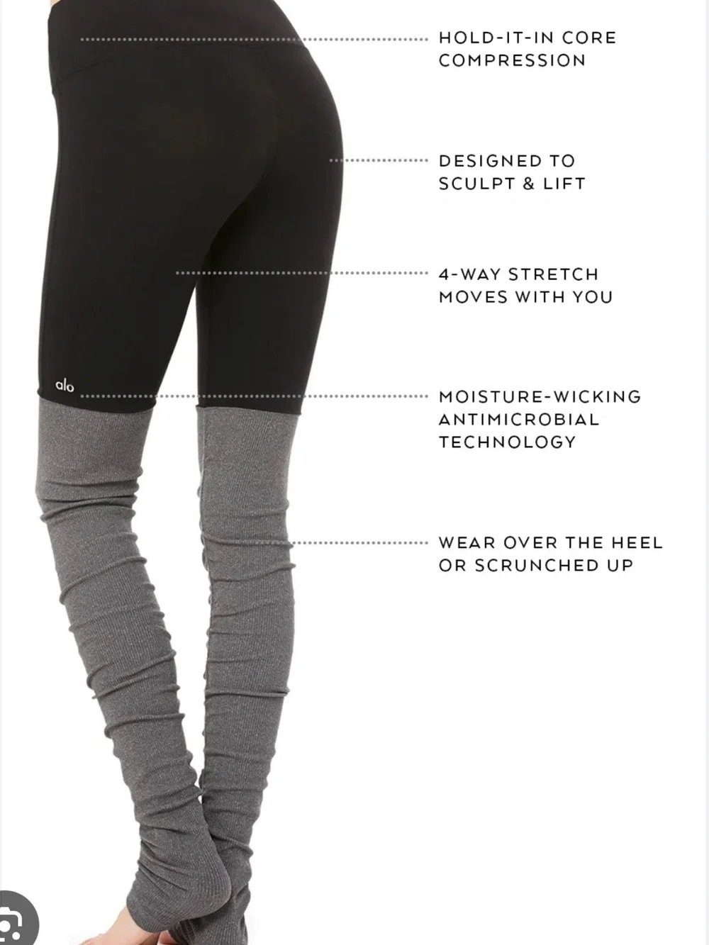 ALO Yoga Black High-Waist Ribbed Leggings